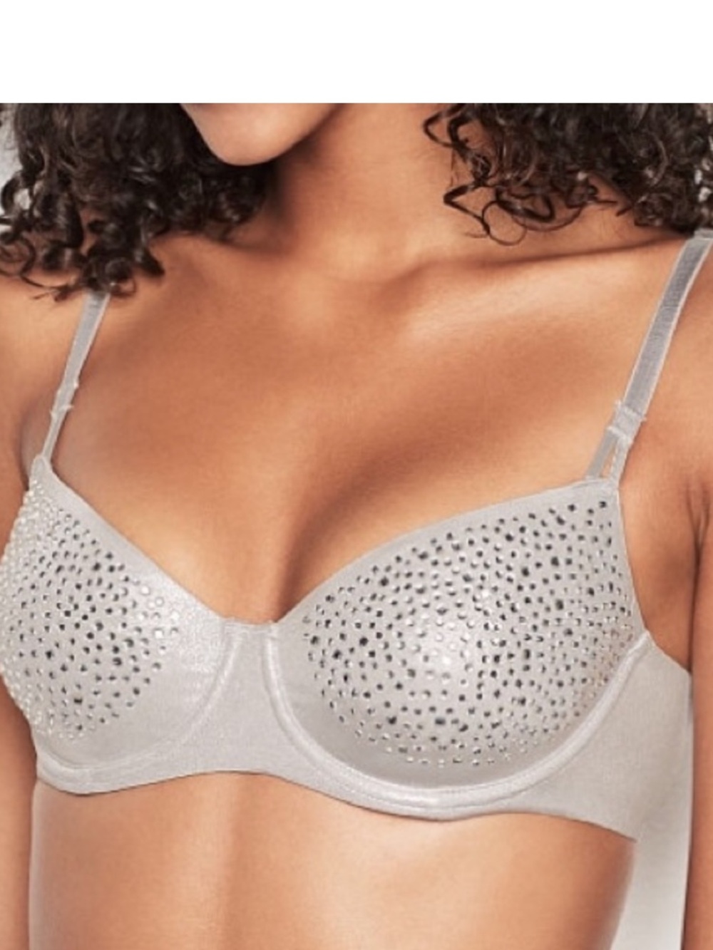 Victoria’s Secret Rare Rhinestone silver unlined push-up without padding bra